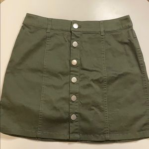 Olive green button up skirt